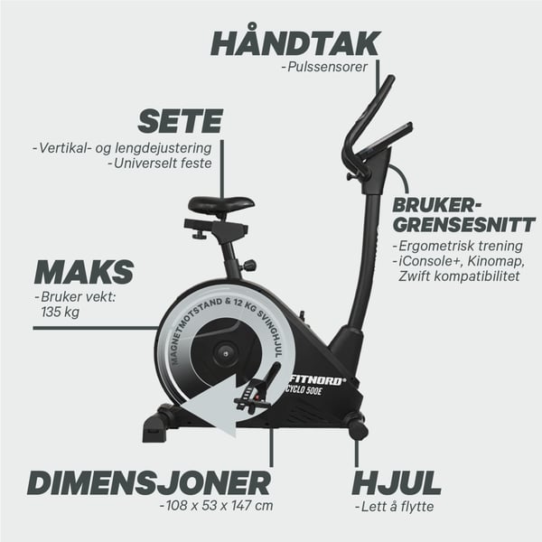 FitNord Cyclo 500E Ergometersykkel 7