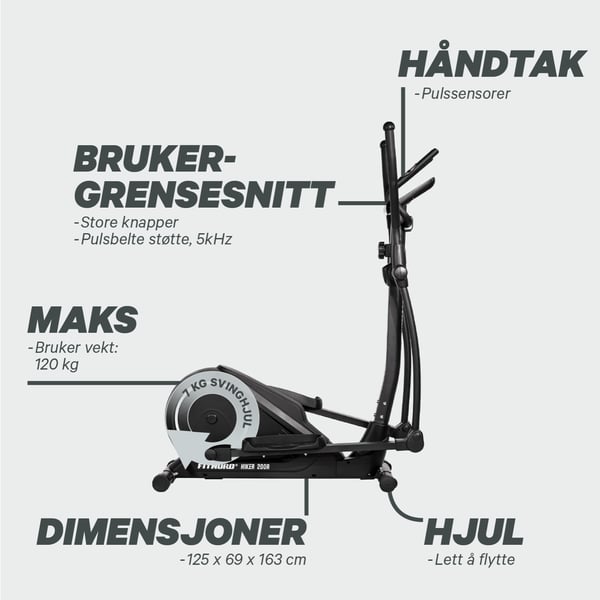 FitNord Hiker 200R Ellipsemaskin, bakhjulsdrevet 5