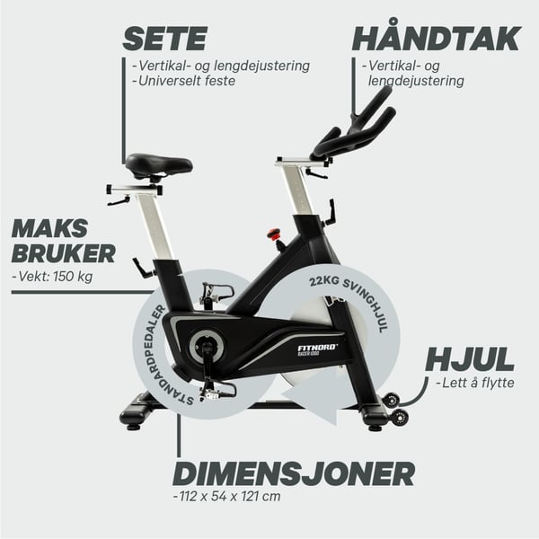 FitNord Racer 1000 Spinningsykkel 7