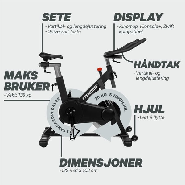 FitNord Racer 500i Spinningsykkel med LCD-display 3