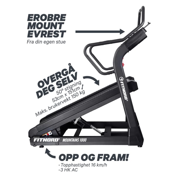 FitNord Mountains 1000 Tredemølle *SMØREFRI* 3