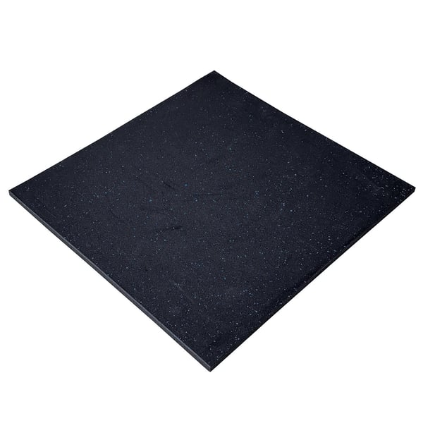FitNord Gummiplate 1 m x 1 m x 30 mm, svart med blå prikker 1