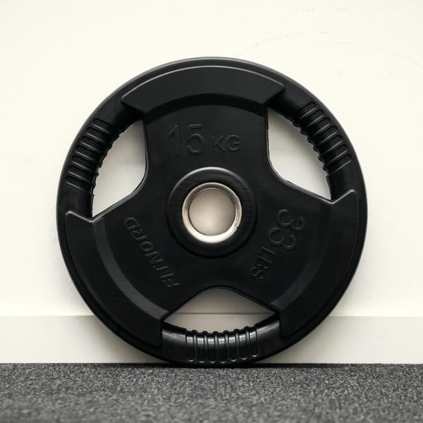 Vektskive 15 kg, FitNord Tri-Grip Svart G2