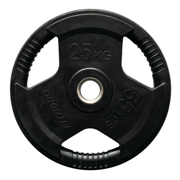 Vektskive 25 kg, FitNord Tri-Grip Svart G2