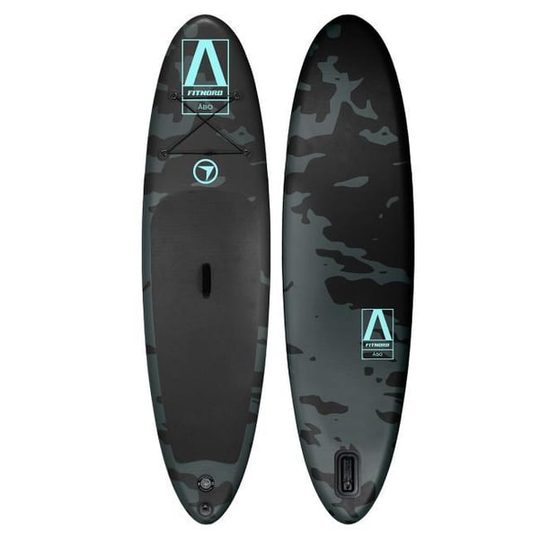 FitNord Aqua Lite SUP-brettsett, G2 Åbo (svart-turkis), med aluminiumsåre