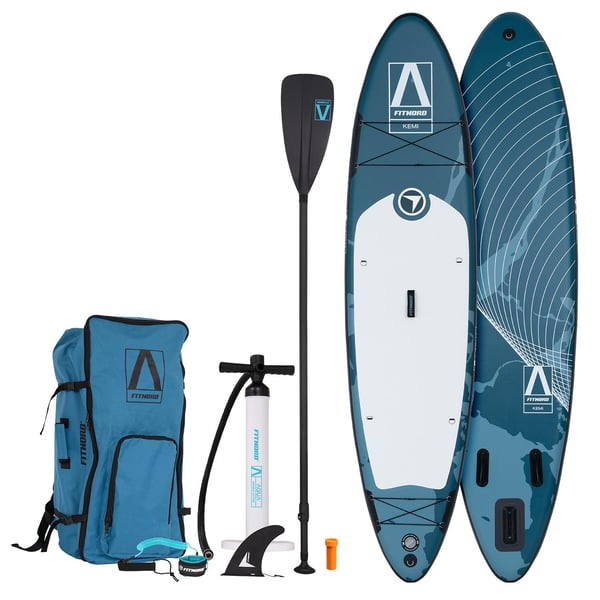 FitNord Aqua 330 SUP-brettsett, G2 KEMI (hvit-svart), med glassfiberåre