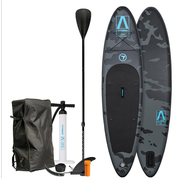 FitNord Aqua Lite SUP-brettsett, G2 Åbo (svart-turkis), med aluminiumsåre