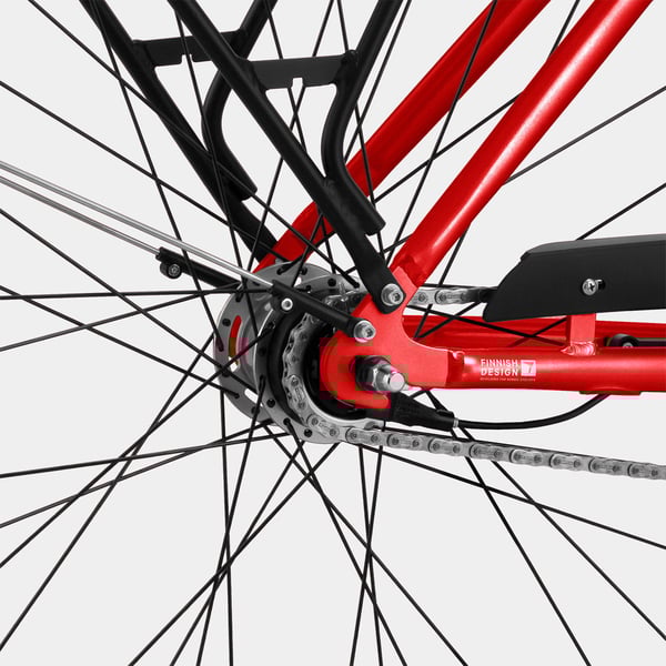 FitNord Classic 500 Elsykkel 2024, rød (630 Wh batteri/80 Nm)