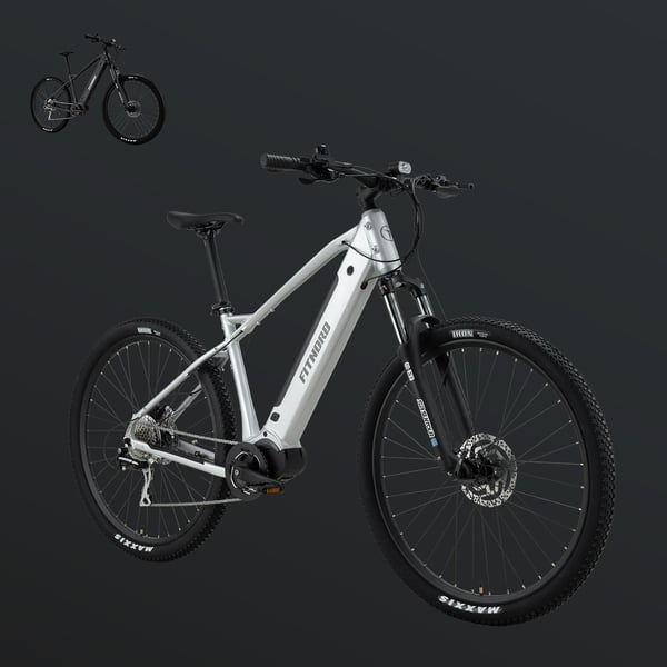 FitNord Ranger 500 Terrengelsykkel 2024, sølv (612Wh batteri/80 Nm)