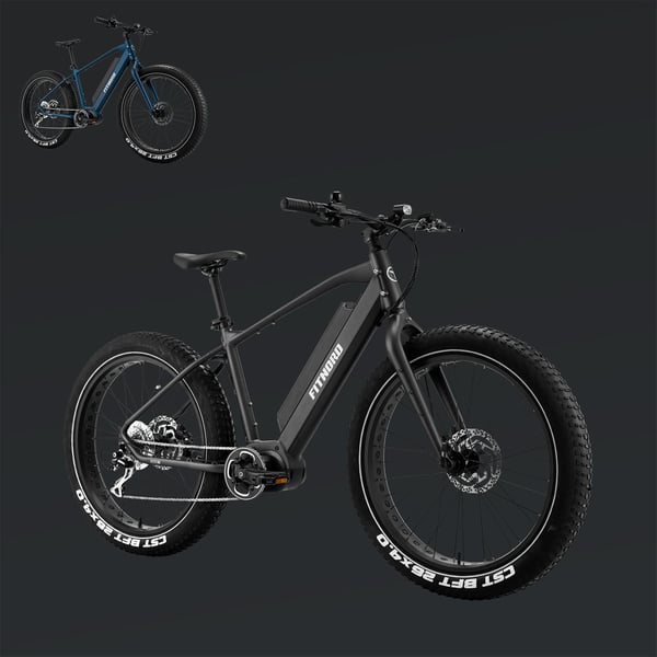 FitNord Rumble 500 Elfatbike 2024, svart (720 Wh batteri/80 Nm)