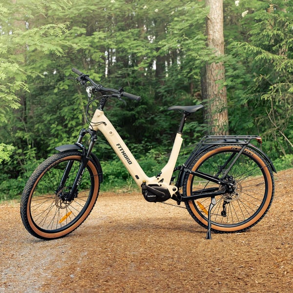 FitNord Venture 700FS DesertMax Elsykkel, matt sand, Ramme 48 cm, dekk 27,5", batteri 720 Wh