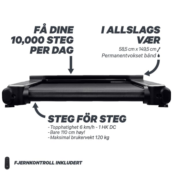 FitNord Walk 300 Gåmølle / Walkingpad *SMØREFRI*