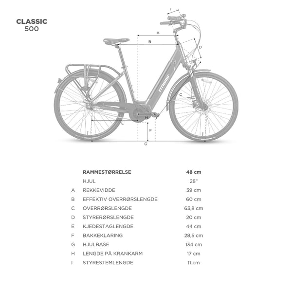 FitNord Classic 500 Elsykkel 2024, hvit (630 Wh batteri/80 Nm)