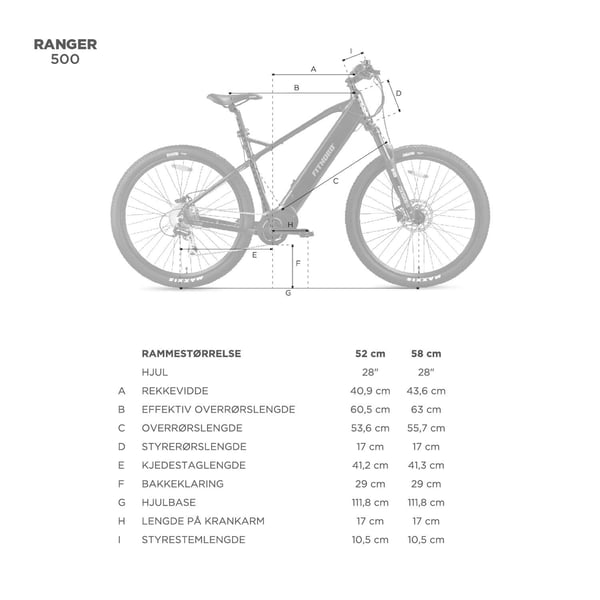 FitNord Ranger 500 Terrengelsykkel 2024, sølv (612Wh batteri/80 Nm)