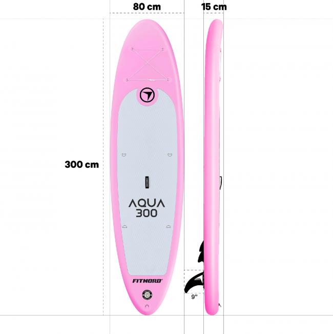 FitNord Aqua 300 SUP-brettsett, rosa